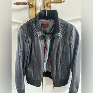 Danier Black Leather Bomber Jacket